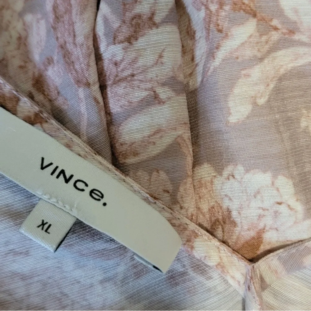 Vince Women's Dress XL Midi Dahlia Long Sleeve Double V-Neck Cottage Feminine - Picture 7 of 10